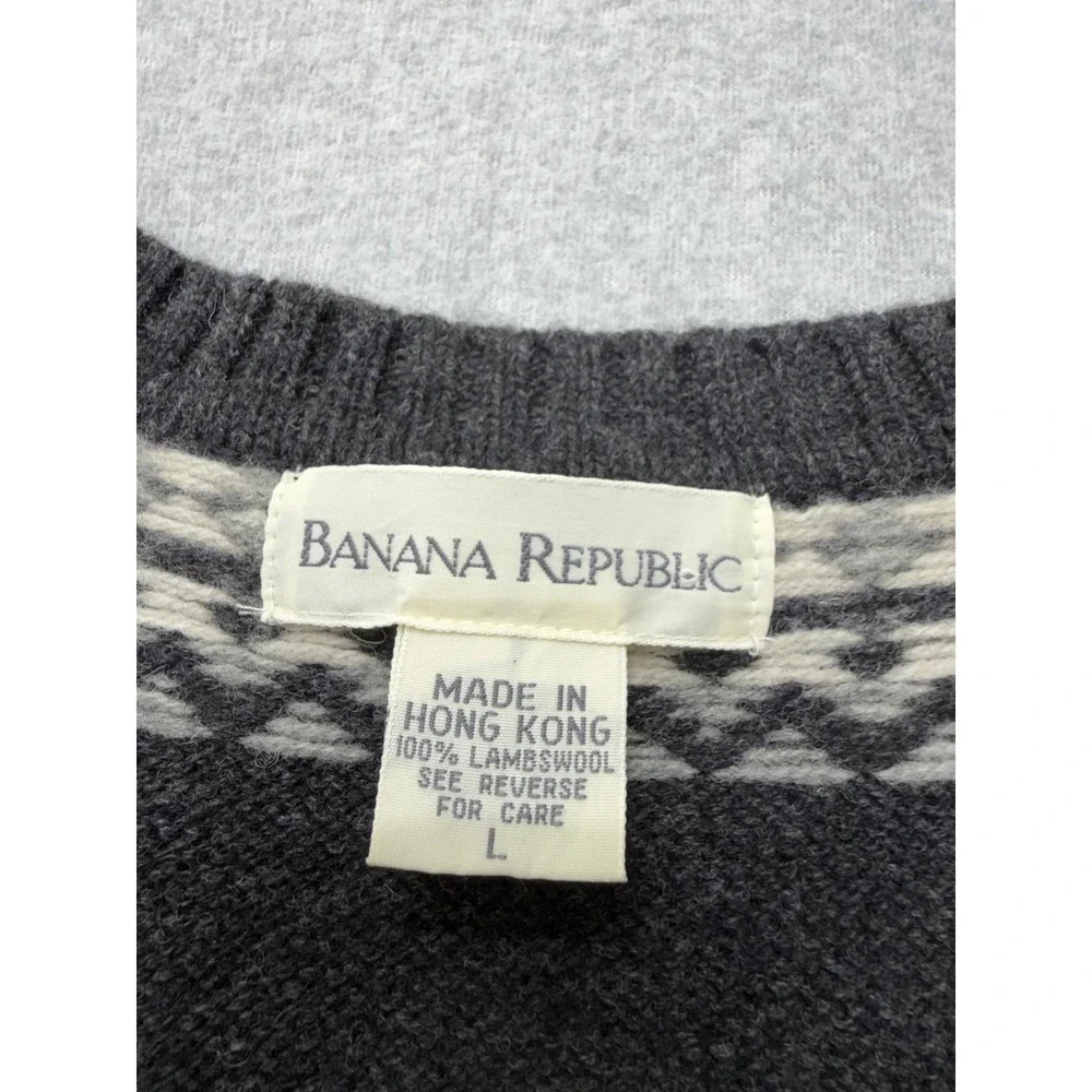 Vintage Banana Republic Sweater Vest Mens Large Lambswool Fair Isle Hong Kong